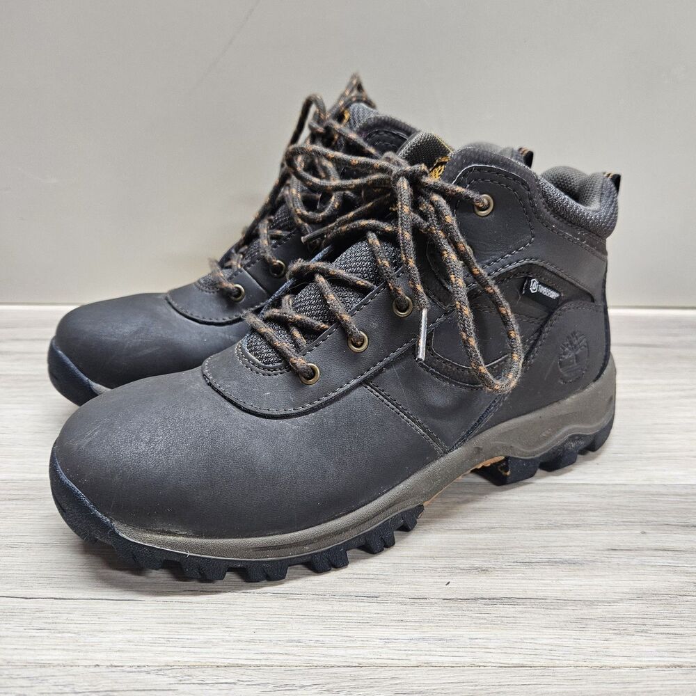 Timberland Boys Dark Brown Boots Lace Up Size 4.5 Outdoors Casual Hiking